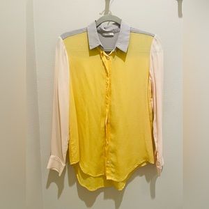 Tome color block silk shirt